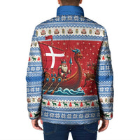 Denmark Viking Santa Christmas Padded Jacket Funny Reindeer Norse Xmas - Wonder Print Shop