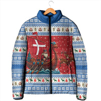 Denmark Viking Santa Christmas Padded Jacket Funny Reindeer Norse Xmas - Wonder Print Shop