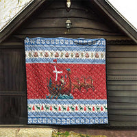 Denmark Viking Santa Christmas Quilt Funny Reindeer Norse Xmas - Wonder Print Shop