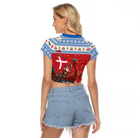 Denmark Viking Santa Christmas Raglan Cropped T Shirt Funny Reindeer Norse Xmas - Wonder Print Shop
