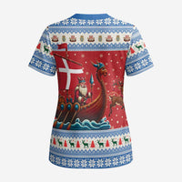 Denmark Viking Santa Christmas Scrub Top Funny Reindeer Norse Xmas - Wonder Print Shop