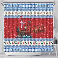 Denmark Viking Santa Christmas Shower Curtain Funny Reindeer Norse Xmas - Wonder Print Shop