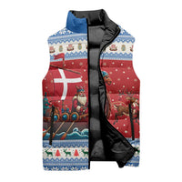 Denmark Viking Santa Christmas Sleeveless Puffer Jacket Funny Reindeer Norse Xmas - Wonder Print Shop