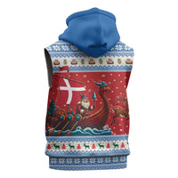Denmark Viking Santa Christmas Sleeveless Zip Hoodie Funny Reindeer Norse Xmas - Wonder Print Shop