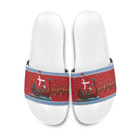 Denmark Viking Santa Christmas Slide Sandals Funny Reindeer Norse Xmas - Wonder Print Shop