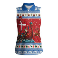 Denmark Viking Santa Christmas Women Sleeveless Polo Shirt Funny Reindeer Norse Xmas - Wonder Print Shop