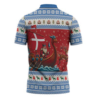 Denmark Viking Santa Christmas Zipper Polo Shirt Funny Reindeer Norse Xmas - Wonder Print Shop