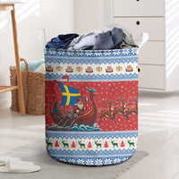 Sweden Viking Santa Christmas Laundry Basket Funny Reindeer Norse Xmas - Wonder Print Shop