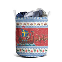Sweden Viking Santa Christmas Laundry Basket Funny Reindeer Norse Xmas - Wonder Print Shop