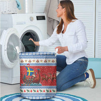 Sweden Viking Santa Christmas Laundry Basket Funny Reindeer Norse Xmas - Wonder Print Shop