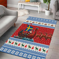 Sweden Viking Santa Christmas Area Rug Funny Reindeer Norse Xmas - Wonder Print Shop