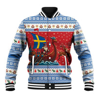 Sweden Viking Santa Christmas Baseball Jacket Funny Reindeer Norse Xmas - Wonder Print Shop