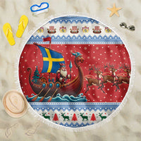 Sweden Viking Santa Christmas Beach Blanket Funny Reindeer Norse Xmas - Wonder Print Shop