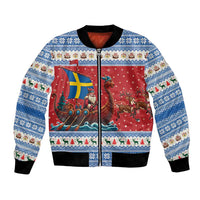 Sweden Viking Santa Christmas Bomber Jacket Funny Reindeer Norse Xmas - Wonder Print Shop