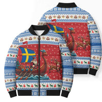 Sweden Viking Santa Christmas Bomber Puffer Jacket Funny Reindeer Norse Xmas - Wonder Print Shop
