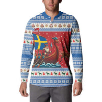 Sweden Viking Santa Christmas Button Sweatshirt Funny Reindeer Norse Xmas - Wonder Print Shop