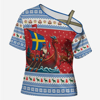 Sweden Viking Santa Christmas Cross Shoulder Shirt Funny Reindeer Norse Xmas - Wonder Print Shop