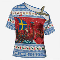 Sweden Viking Santa Christmas Cross Shoulder Shirt Funny Reindeer Norse Xmas - Wonder Print Shop