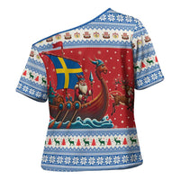 Sweden Viking Santa Christmas Cross Shoulder Shirt Funny Reindeer Norse Xmas - Wonder Print Shop