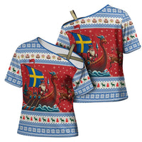 Sweden Viking Santa Christmas Cross Shoulder Shirt Funny Reindeer Norse Xmas - Wonder Print Shop