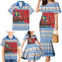 Sweden Viking Santa Christmas Family Matching Mermaid Dress and Hawaiian Shirt Funny Reindeer Norse Xmas - Wonder Print Shop