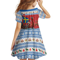 Sweden Viking Santa Christmas Family Matching Off Shoulder Maxi Dress and Hawaiian Shirt Funny Reindeer Norse Xmas - Wonder Print Shop