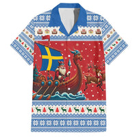 Sweden Viking Santa Christmas Family Matching Off Shoulder Maxi Dress and Hawaiian Shirt Funny Reindeer Norse Xmas - Wonder Print Shop