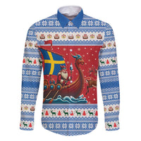 Sweden Viking Santa Christmas Family Matching Off Shoulder Maxi Dress and Hawaiian Shirt Funny Reindeer Norse Xmas - Wonder Print Shop