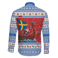 Sweden Viking Santa Christmas Family Matching Off Shoulder Maxi Dress and Hawaiian Shirt Funny Reindeer Norse Xmas - Wonder Print Shop