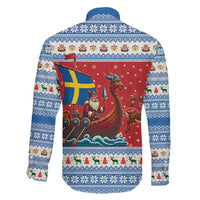 Sweden Viking Santa Christmas Family Matching Off Shoulder Short Dress and Hawaiian Shirt Funny Reindeer Norse Xmas - Wonder Print Shop