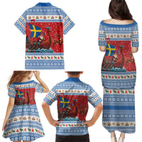 Sweden Viking Santa Christmas Family Matching Puletasi and Hawaiian Shirt Funny Reindeer Norse Xmas - Wonder Print Shop