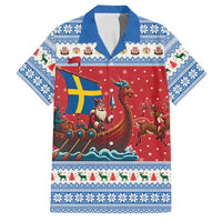 Sweden Viking Santa Christmas Family Matching Short Sleeve Bodycon Dress and Hawaiian Shirt Funny Reindeer Norse Xmas - Wonder Print Shop