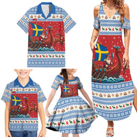 Sweden Viking Santa Christmas Family Matching Summer Maxi Dress and Hawaiian Shirt Funny Reindeer Norse Xmas - Wonder Print Shop