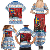 Sweden Viking Santa Christmas Family Matching Summer Maxi Dress and Hawaiian Shirt Funny Reindeer Norse Xmas - Wonder Print Shop