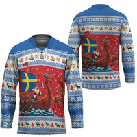 Sweden Viking Santa Christmas Hockey Jersey Funny Reindeer Norse Xmas - Wonder Print Shop