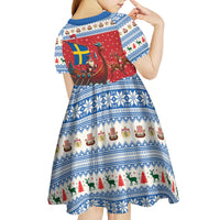 Sweden Viking Santa Christmas Kid Short Sleeve Dress Funny Reindeer Norse Xmas - Wonder Print Shop