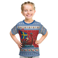 Sweden Viking Santa Christmas Kid T Shirt Funny Reindeer Norse Xmas - Wonder Print Shop
