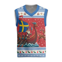 Sweden Viking Santa Christmas Knitted V-Neck Vest Funny Reindeer Norse Xmas - Wonder Print Shop