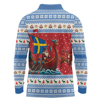 Sweden Viking Santa Christmas Long Sleeve Polo Shirt Funny Reindeer Norse Xmas - Wonder Print Shop