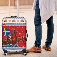 Sweden Viking Santa Christmas Luggage Cover Funny Reindeer Norse Xmas - Wonder Print Shop