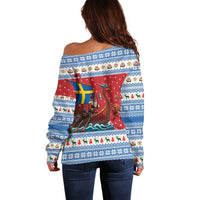 Sweden Viking Santa Christmas Off Shoulder Sweater Funny Reindeer Norse Xmas - Wonder Print Shop