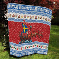 Sweden Viking Santa Christmas Quilt Funny Reindeer Norse Xmas - Wonder Print Shop
