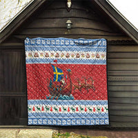 Sweden Viking Santa Christmas Quilt Funny Reindeer Norse Xmas - Wonder Print Shop