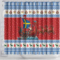 Sweden Viking Santa Christmas Shower Curtain Funny Reindeer Norse Xmas - Wonder Print Shop