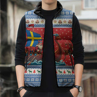 Sweden Viking Santa Christmas Sleeveless Puffer Jacket Funny Reindeer Norse Xmas - Wonder Print Shop