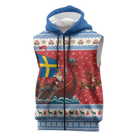 Sweden Viking Santa Christmas Sleeveless Zip Hoodie Funny Reindeer Norse Xmas - Wonder Print Shop