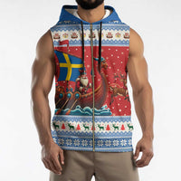 Sweden Viking Santa Christmas Sleeveless Zip Hoodie Funny Reindeer Norse Xmas - Wonder Print Shop