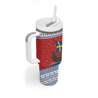 Sweden Viking Santa Christmas Tumbler With Handle Funny Reindeer Norse Xmas - Wonder Print Shop