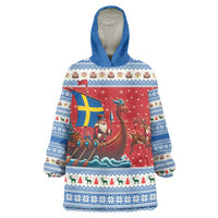 Sweden Viking Santa Christmas Wearable Blanket Hoodie Funny Reindeer Norse Xmas - Wonder Print Shop