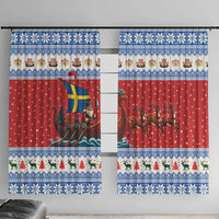Sweden Viking Santa Christmas Window Curtain Funny Reindeer Norse Xmas - Wonder Print Shop